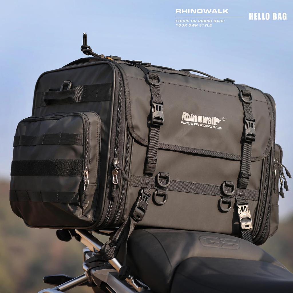 Rhinowalk Motorcycle Seat Adjustable Touring Seat Bag with Waterproof Rain Multifunctional Camping Seat Universal Motorcycle Bag with Shoulder Strap