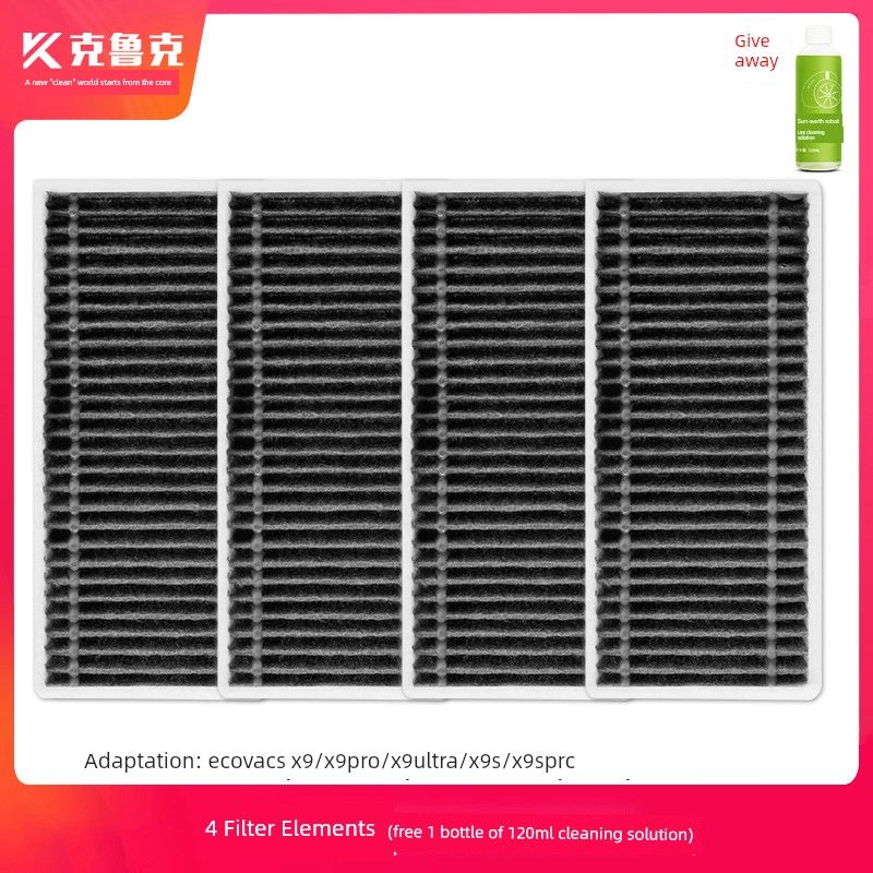 Accessories for Ecovacs X9/S/Pro Ultra Robot Vacuum Cleaner: Roller Mop, Cleaning Solution, Side Brush, Filter, Dust Bag