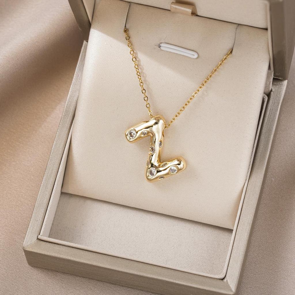 Women's Colorful English Alphabet Necklace - Simple & Trendy Design in Titanium Steel