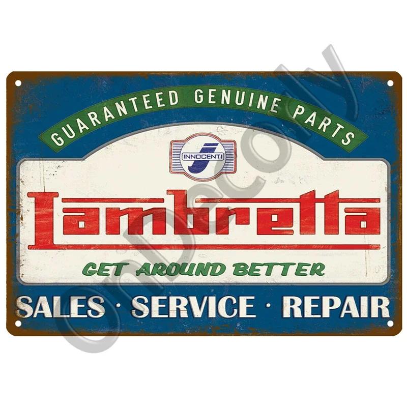 Lambretta Motor Plaque Metall Vintage Blechschild Shabby Chic Dekor Metallschilder Vintage Bar Dekoration Metall Poster Pub Metallplatte