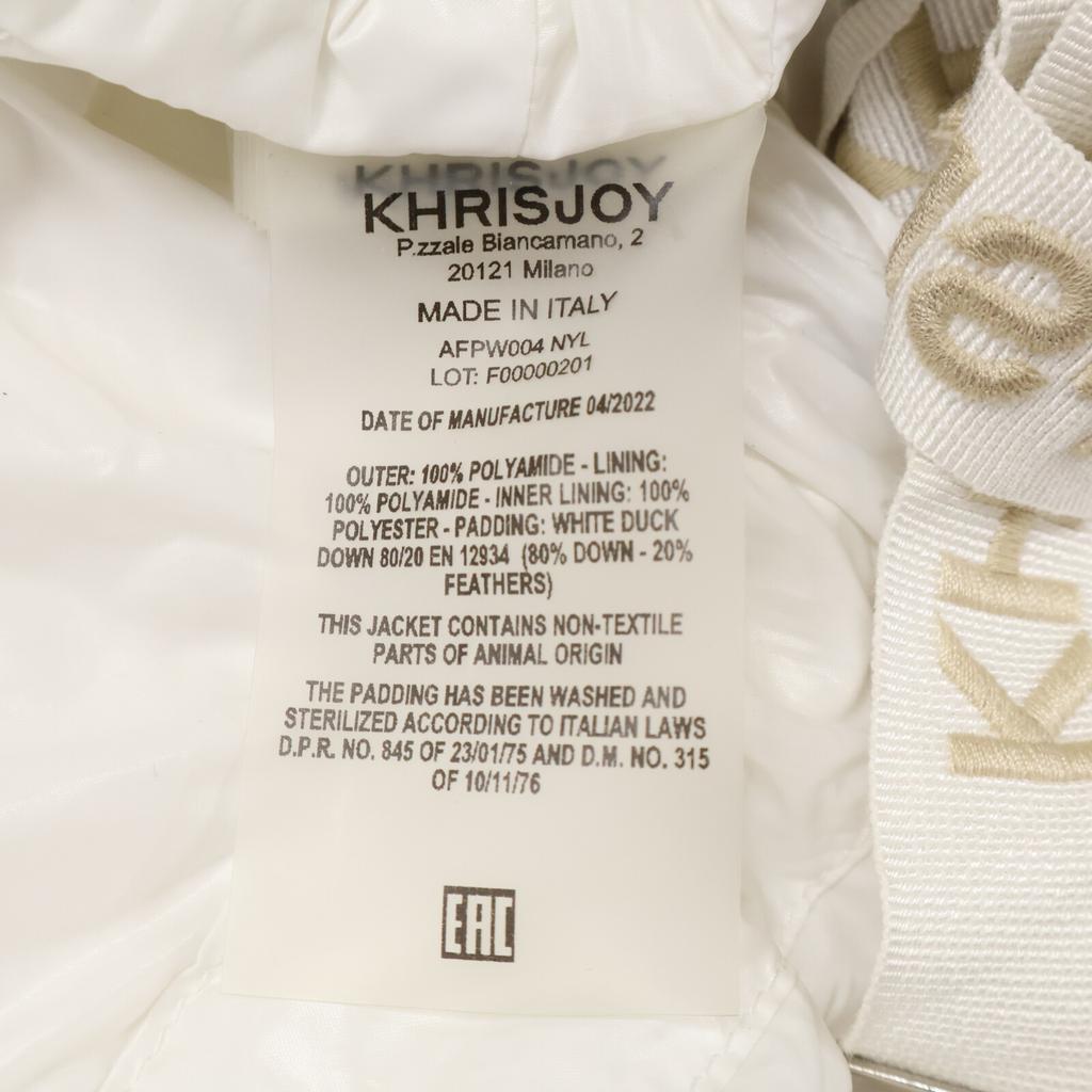 KHRISJOY AFPW004 White Shiny Cropped Down Jacket Not Written whiteUsed