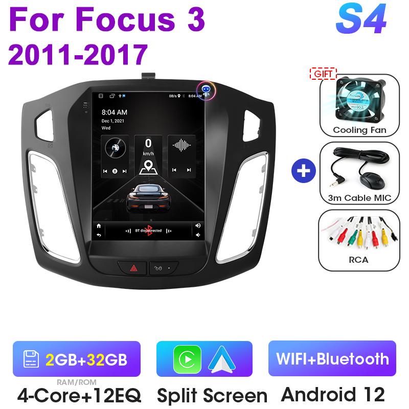 9.7" 2 Din Android 12 Car Radio For Ford Focus 3 Mk 3 2011 - 2019 Multimedia Video Player GPS 4G Carplay Auto Stereo RDS DSP DVD
