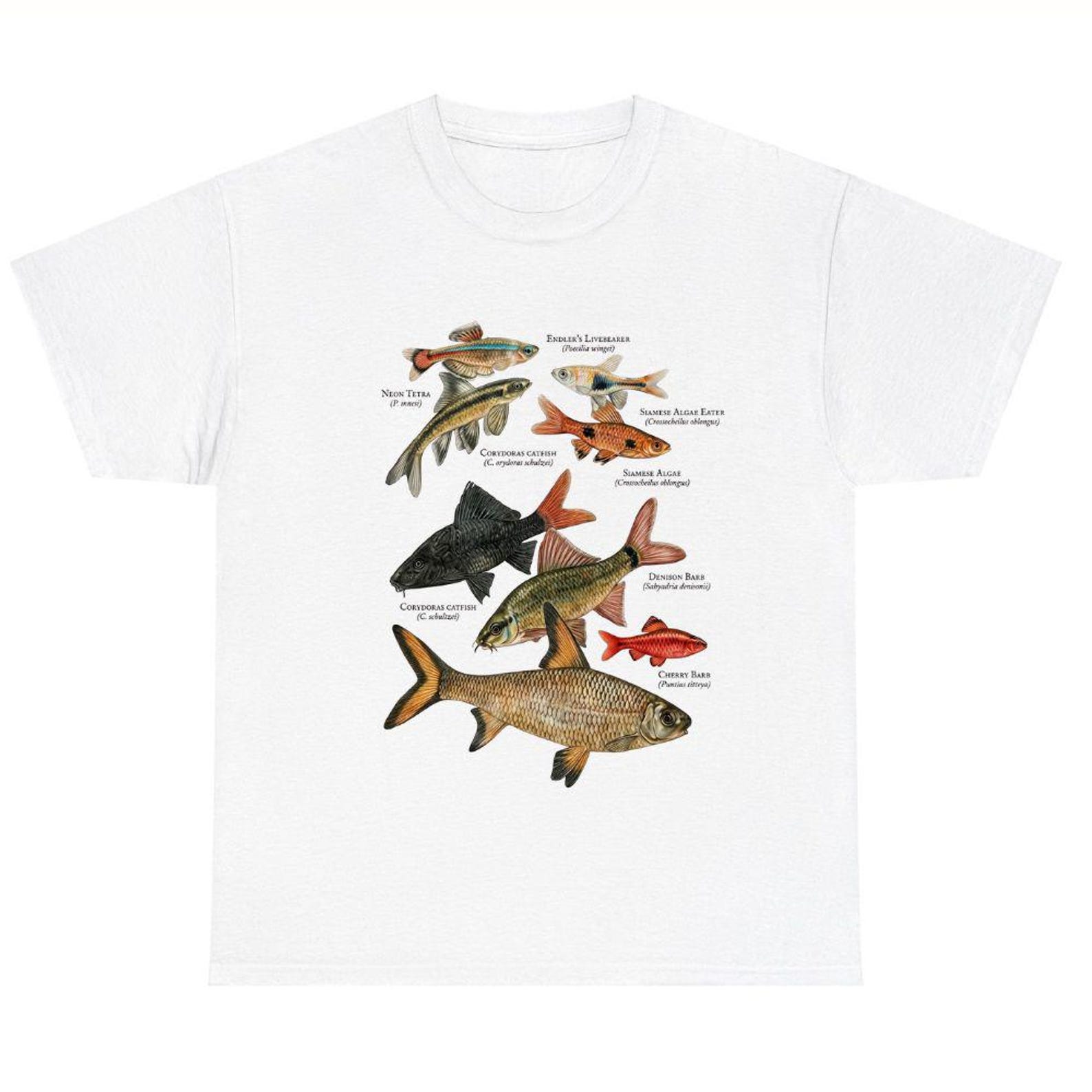 Freshwater Fish Guide Shirt, Aquarium Fish Species Tee | Marine Biology Nerd Nature Enthusiast Top S