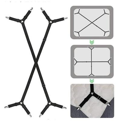 2Pcs Adjustable Elastic Suspenders Gripper Holder Straps Clip for Bed Sheets Mattress Covers Sofa Cushion Elastic Band Belt
