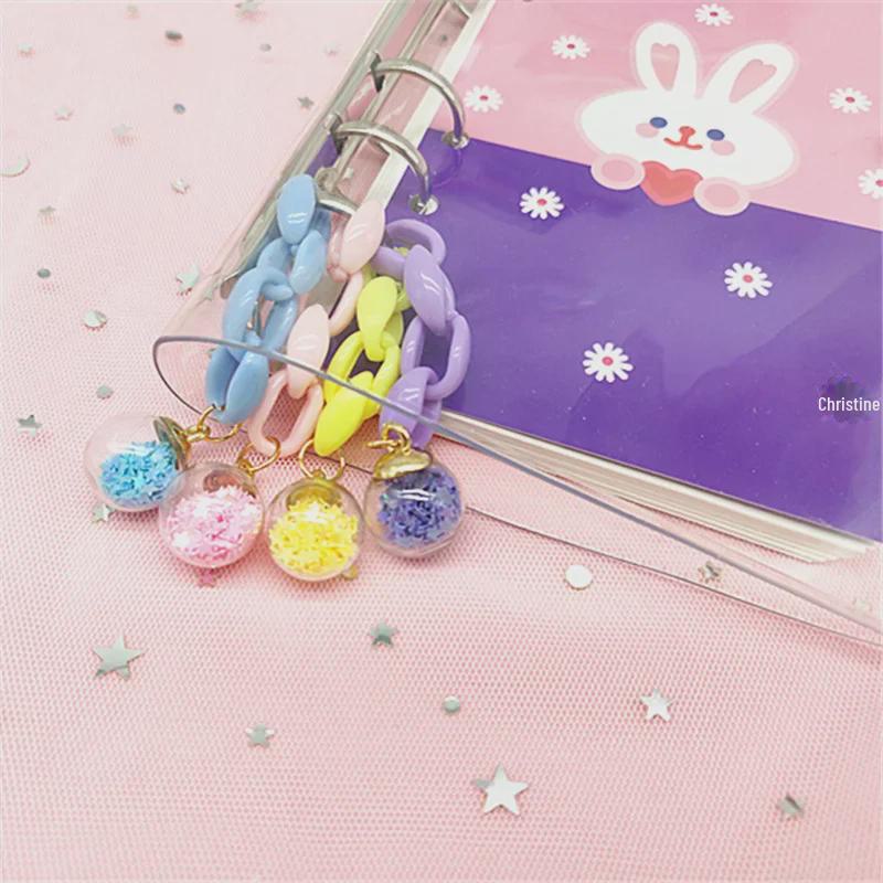 Unicorn Pony Glitter Glass Ball Loose-Leaf Notebook Pendant Accessory