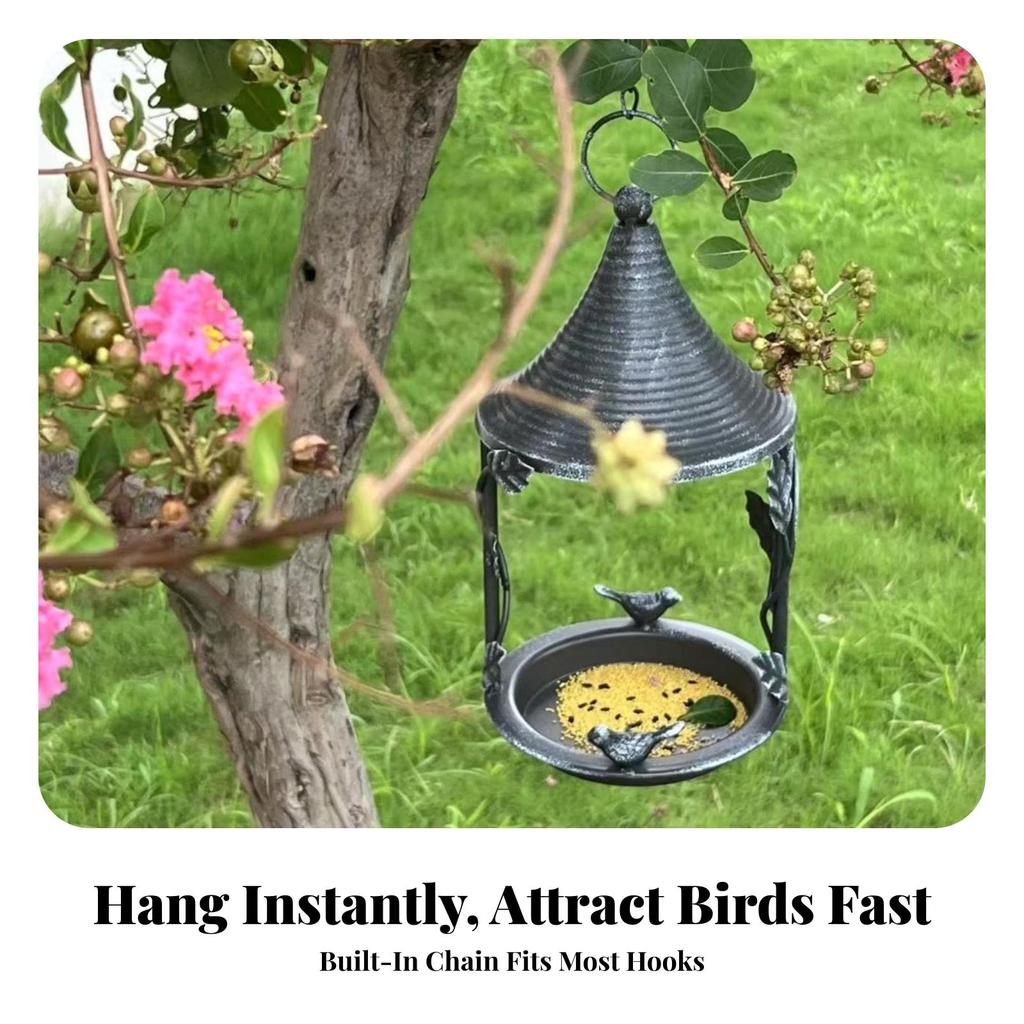 Hanging Bird Feeder Distressed with Tray Sturdy for Gardeners