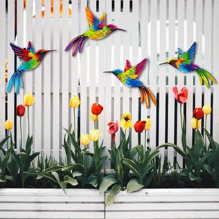 4Pieces Seasonal Wooden Hummingbirds Wall Sculpture Hanging Decors Home Office Decoration With Intricate Carving Detail
