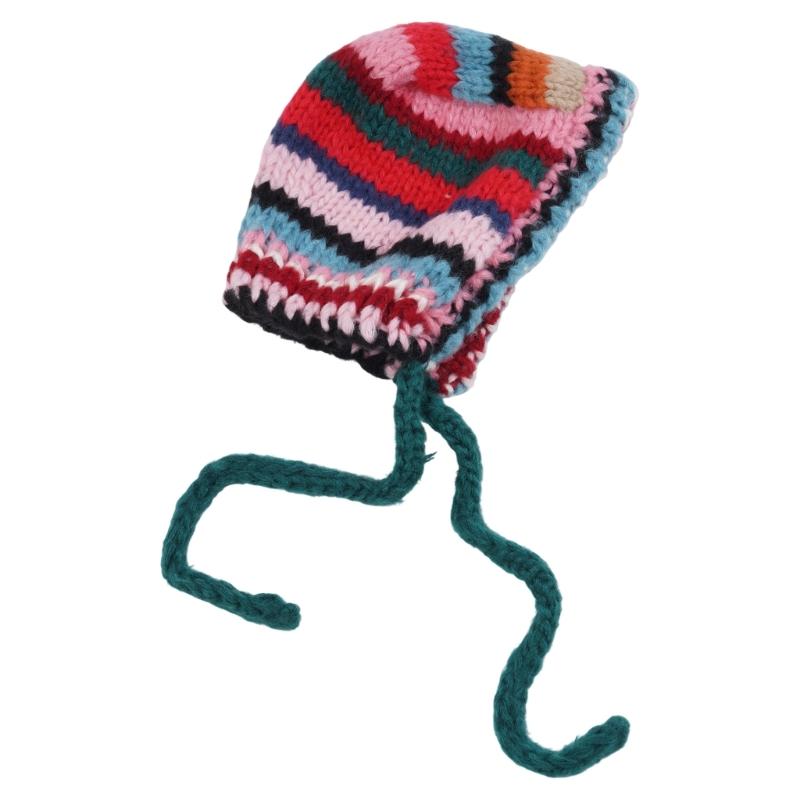 

Fashionable Earflap Hat for Women Winter Warm Contrast Color Beanies Hat for Outdoor Windproof Knitted Hat for Daily Wear зелёный