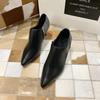 Small Size 2025 New Pointed Thin High Heel Deep Mouth Side Zipper Tide with Heightened Temperament British Style Women's Single Shoes