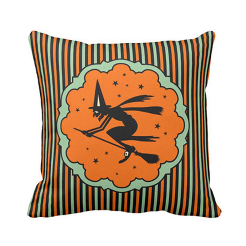 Halloween Theme Wizard Print Pattern Cushion Cover Home Living Room Sofa Decoration Square Polyester Pillow Pillow Cover
