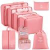 8 Pieces Travel Bag Set Mesh Panels Zippered Packing Cube SemiRigid Hanging Toiletry Gray