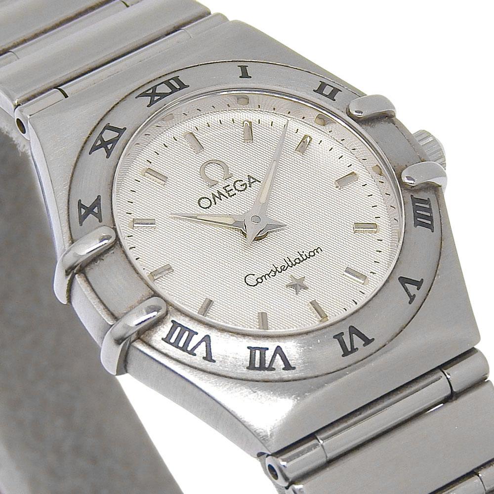 Omega Sternbild Mini Uhren 1562.30 Weißes Zifferblatt Edelstahl Quarz Analoganzeige Damen Gebraucht