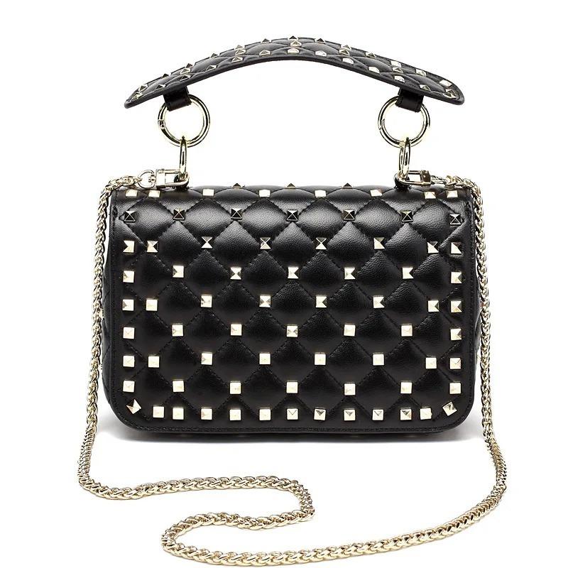Women's Sheepskin Rivet Shoulder Bags Luxury Shoulder Bags New Fashion Chain