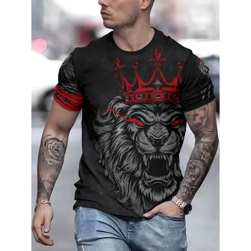 Fashion Men's Crew Neck Short Sleeve 3D Casual Color Printing Casual Short Sleeve Crew Neck T-Shirt
