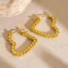 DIEYURO 316L Stainless Steel Concise Fashion Heart irregular Earrings For Women Lady New Trend Ear Circle Jewelry Party Gift