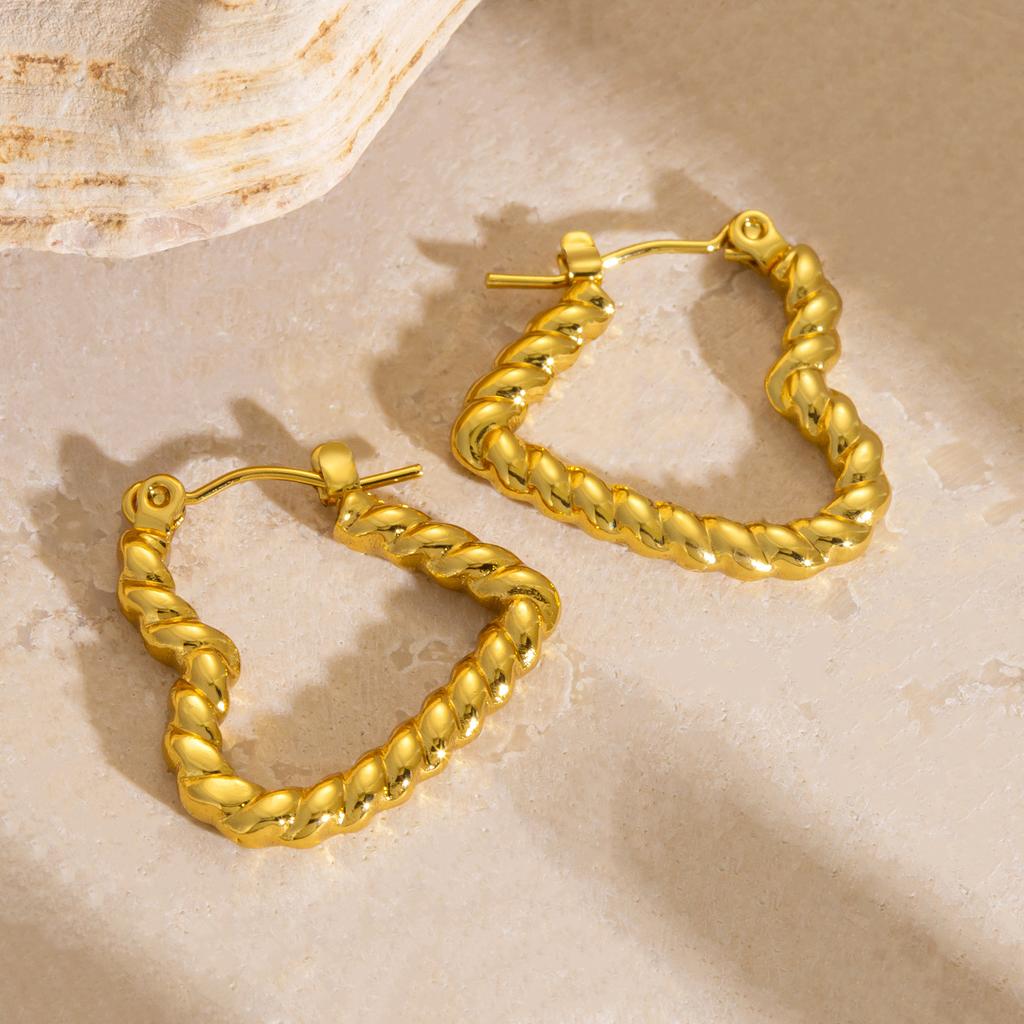 DIEYURO 316L Stainless Steel Concise Fashion Heart irregular Earrings For Women Lady New Trend Ear Circle Jewelry Party Gift