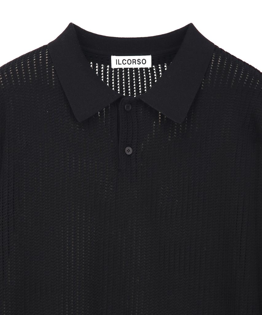 IL CORSO Mesh Collar Knit Black
