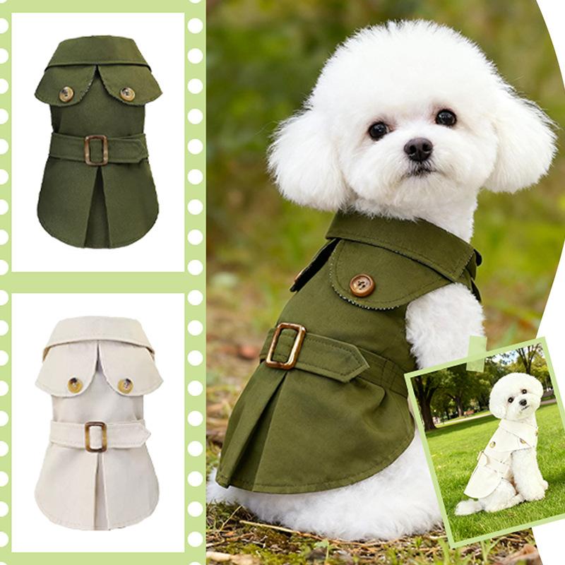 British Style Pet Dog Clothes Trench Coat Winter Thicken Jacket Coat Costumes Hoodies Clothes for Small Puppy Dogs Cat Clothing