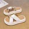 Thick-bottomed Fairy Style Slippers Female Outer Wear 2025 Summer New Fashion Pearl Muffin Cool Slippers Female Tide