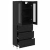 Highboard in Black Oak Look 69.5 x 34 x 90 cm Engineered Wood