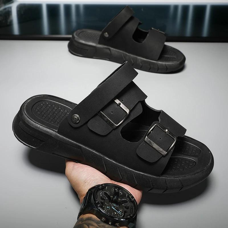 Fashion Men Summer Slippers Breathable Luxury Sandals Shoes Beach Classics Leather Mens Slippers Outdoor Flip Flop Indoor Slides Man