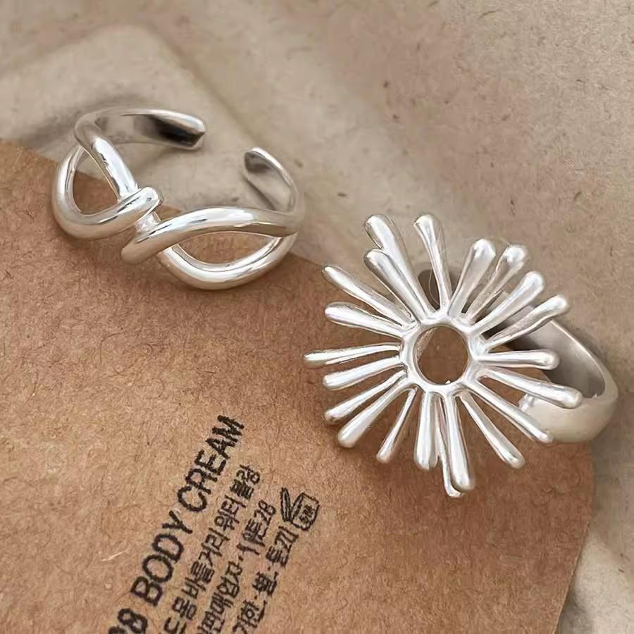 1 buc Inele Argintiu Foc de Artificii cu Linii Decupate Irregulate pentru Femei, Cupluri, cu Simț Unic al Designului, Accesorii Bijuterii Clasice de Petrecere, Cadou