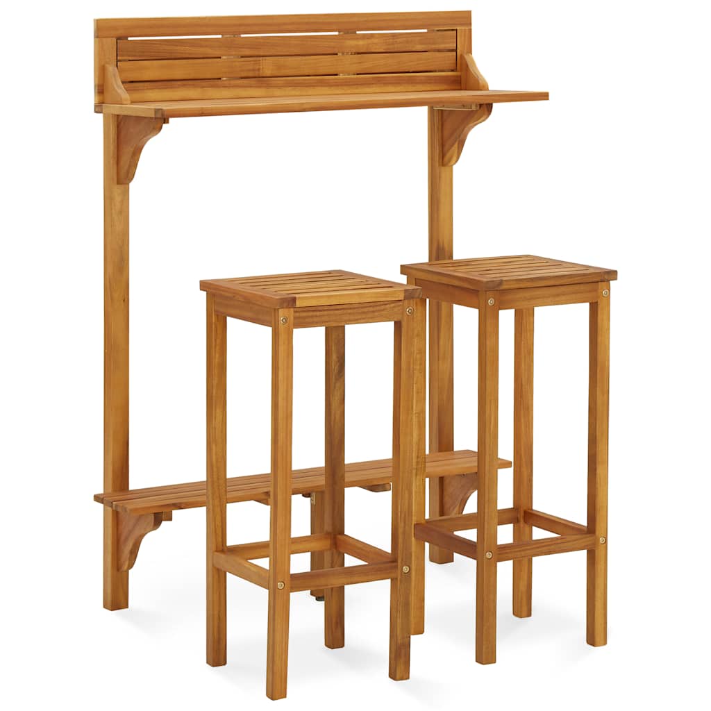 vidaXL 3-tlg. Balkon-Bar-Set Massivholz Akazie