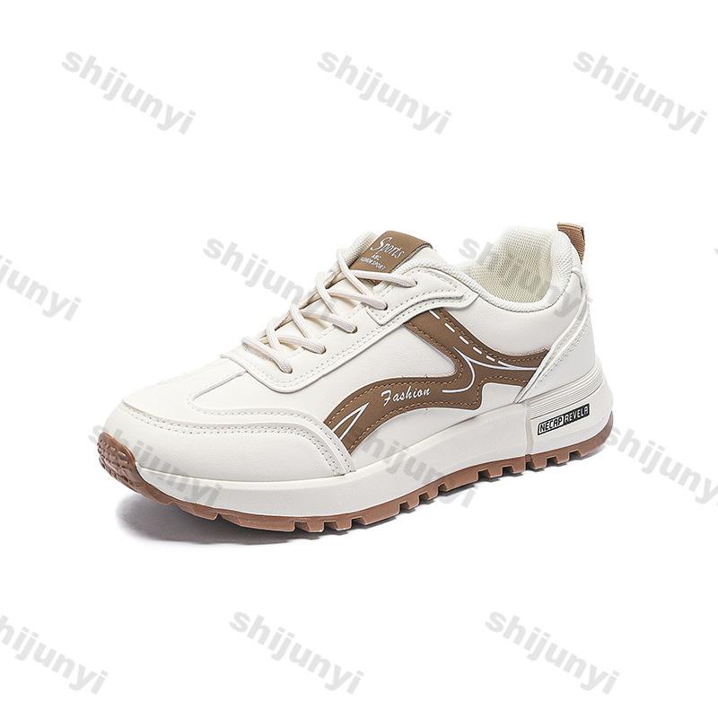 Fashion Women's White Sneakers Autumn Lightweight Comfortable Outdoor Non Slip Running Shoes Fashion Cross Tied Soft Sole Casual Shoes