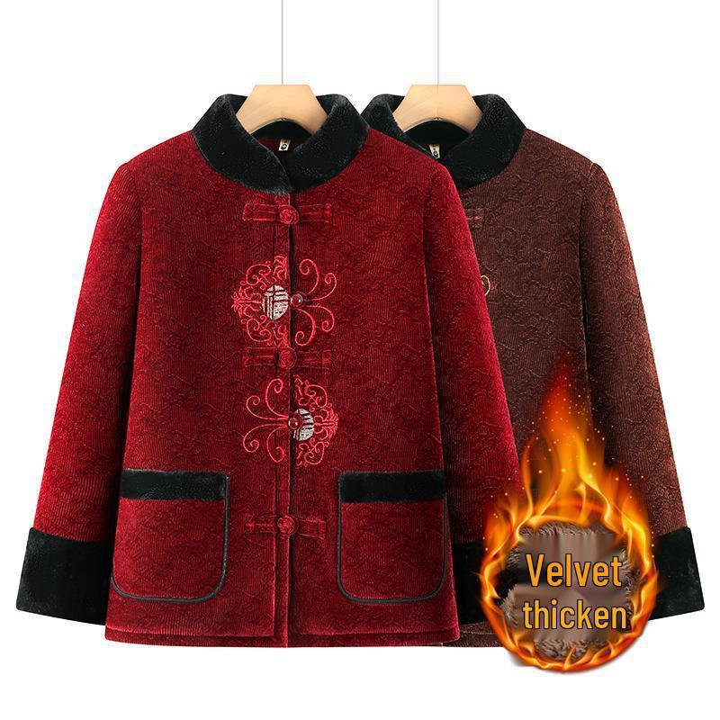Grandma's Stylish Winter Cotton Padded Jacket - Tang Suit for Elderly Women