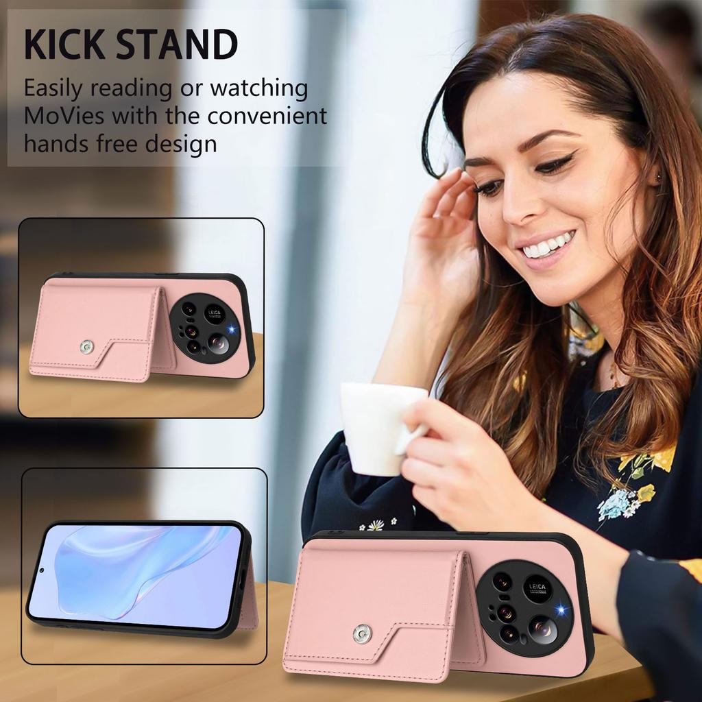 Für Xiaomi 15 Ultra Hülle RFID-Blockierender Kartenhalter Ständer TPU+PU-Leder Handy-Rückseite