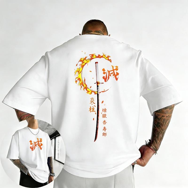 Demon Slayer Anime Rengoku Kyoujurou Joint Tshirt 2026 Unisexs Summer New Street Hip Hop Loose Casual Y2k