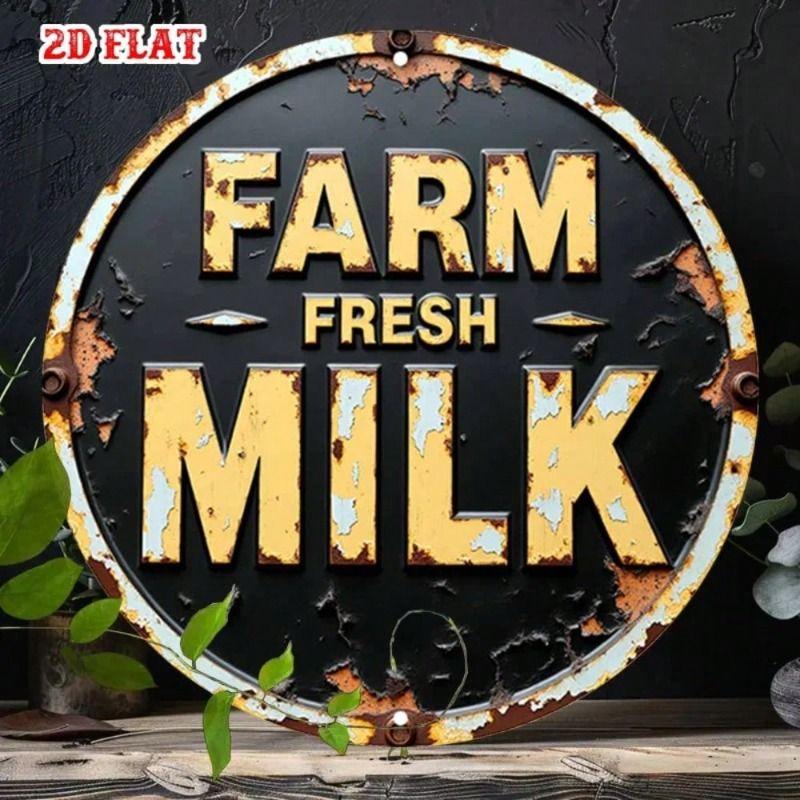 Metal Poster Retro Dairy Cow Sign Kitchen Farmhouse Vintage Wall Decor