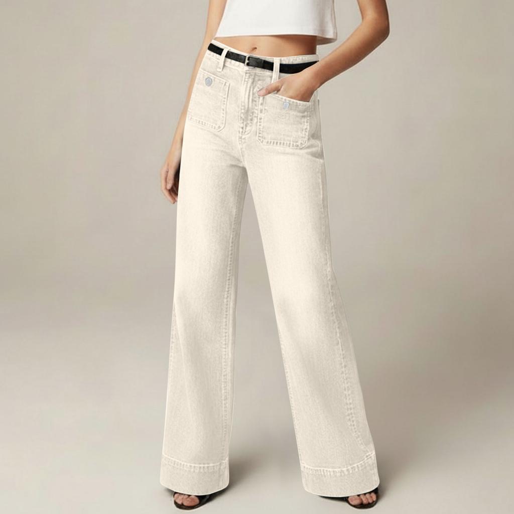 Women's Fashion Slim-Fit Versatile Slightly Flared Long Pants Casual Jeans