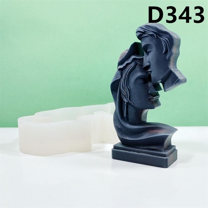2D 12-19cm Couple Kissing Candle Silicone Mold Nordic Man and Woman Kissing Sculpture Statue Resin Gypsum Mold Soap Mold