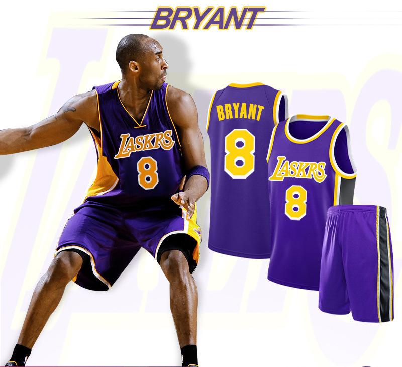 Kobe Bryant Crew Neck No.8 Purple basketball jersey 28