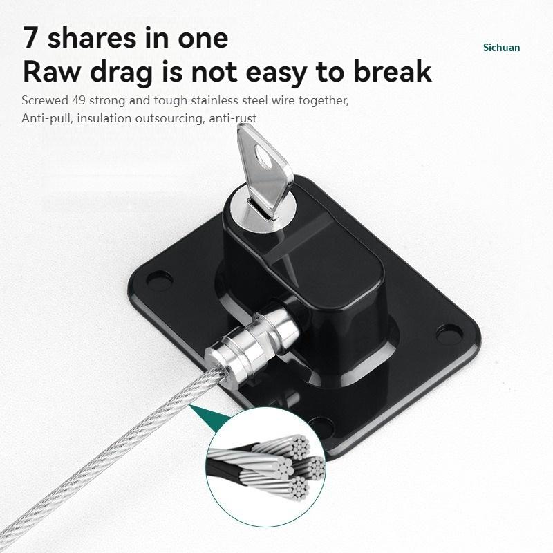 Combination Refrigerator Lock No Drill Adhesive Mount Heavy Duty Steel Cable for Home Kitchen Fridge Cabinet Drawer