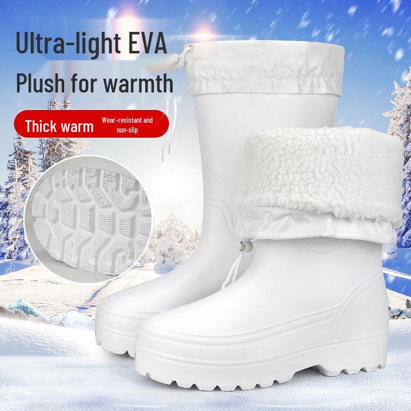Unisex Ultra-Light EVA Cotton Rain Boots: Non-Slip, Oil-Resistant Footwear for Cold Storage, Fishery, and Food Industry.