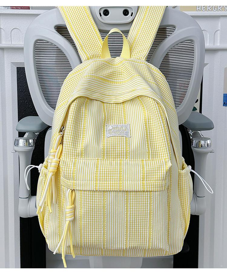 Schoolbag New Striped Backpack Student Schoolbag Commuting Large Capacity High Value Cute Backpack Simple Small Fresh Schoolbag