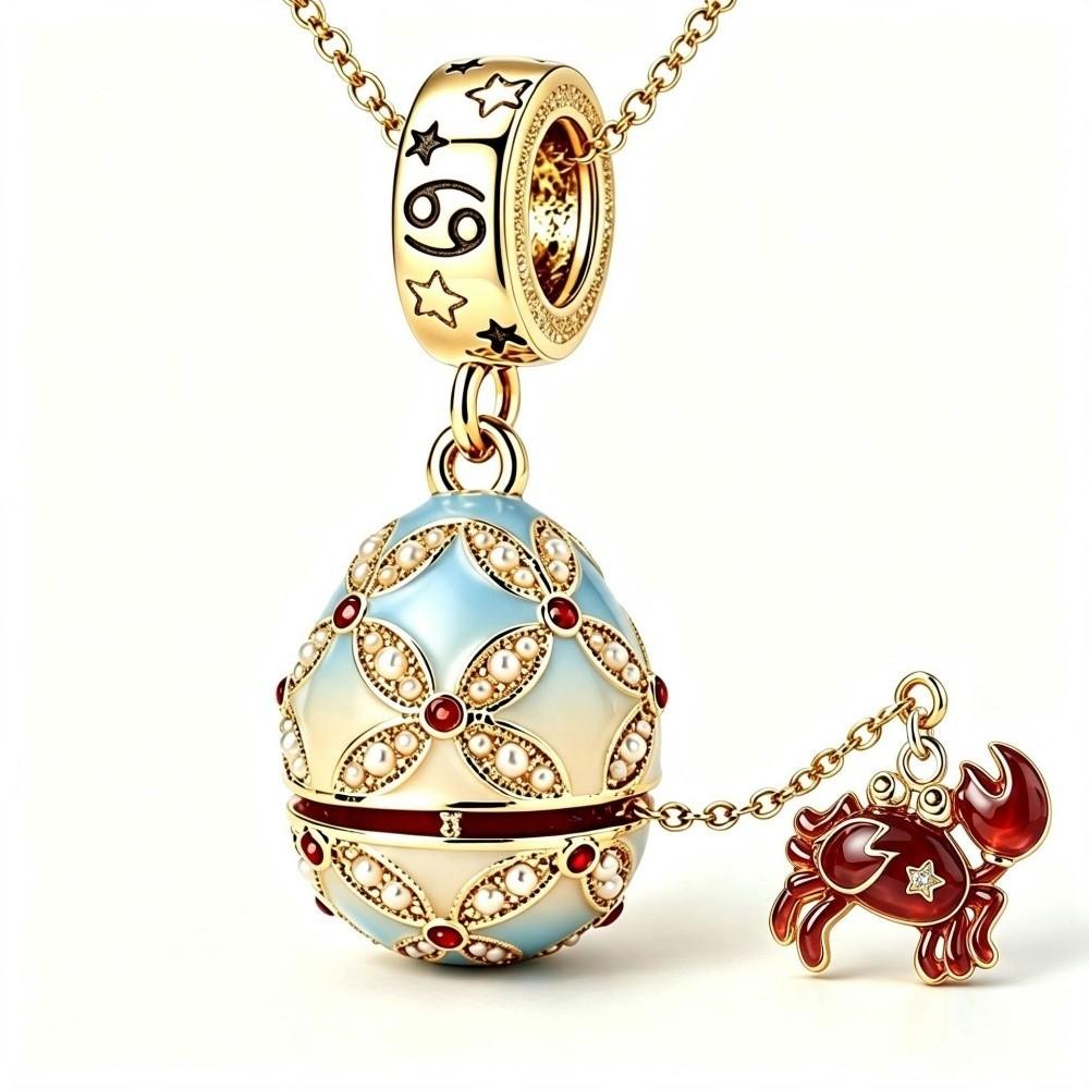 Hollow Locket Russian Egg Necklace New Chinese Style Openable Egg Pendant Women