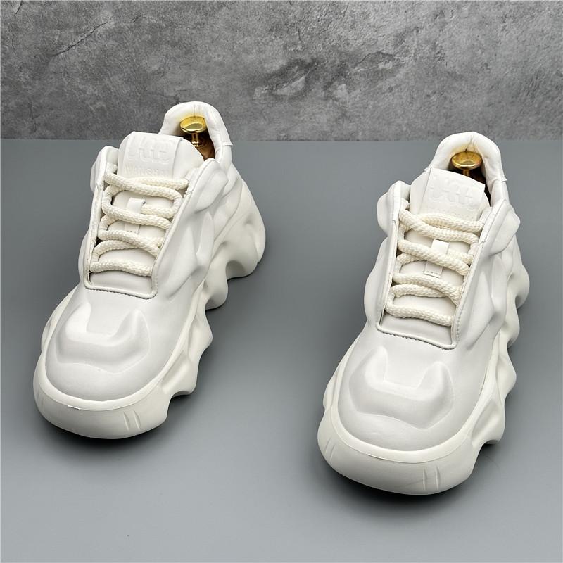 Fashion Trend High Tops New Designer Mens White Black Thick Soled All Match Shoes Mlae Causal Flats Moccasins Male Rock Walking Sneakers