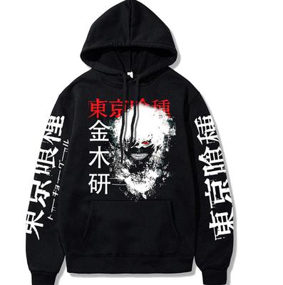 Cartoon Anime Print Hooded Fleece Casual Men'S Sweater
