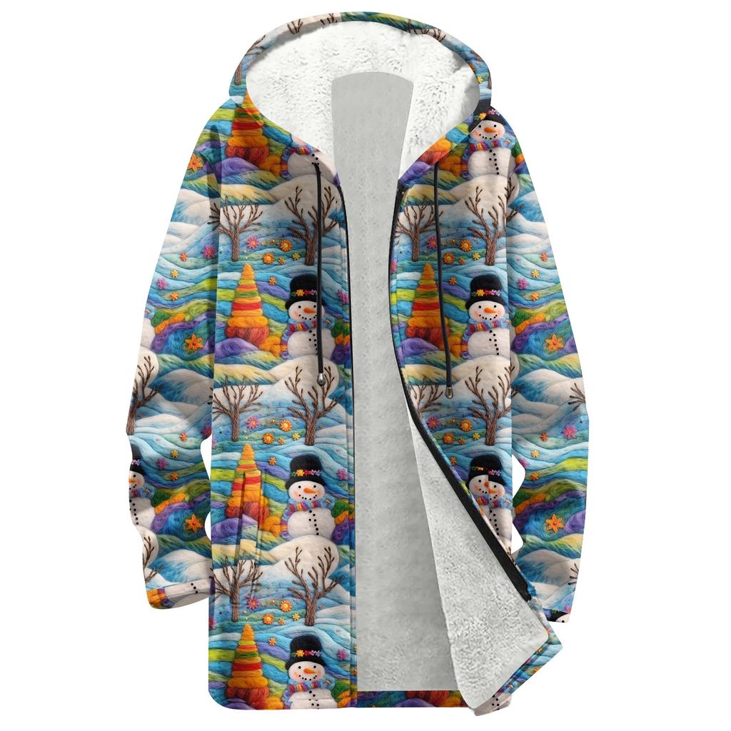 Women's Christmas Printed Fashionable Loose Zipper Fleece Hoodie Jacket