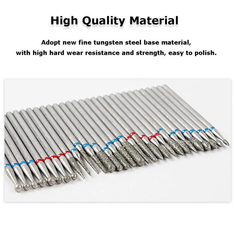 30pc Diamond Nail Drill Bits Set Milling Cutter Rotary Burr Cutter Clean Files for Electric Manicure Machine Accessory