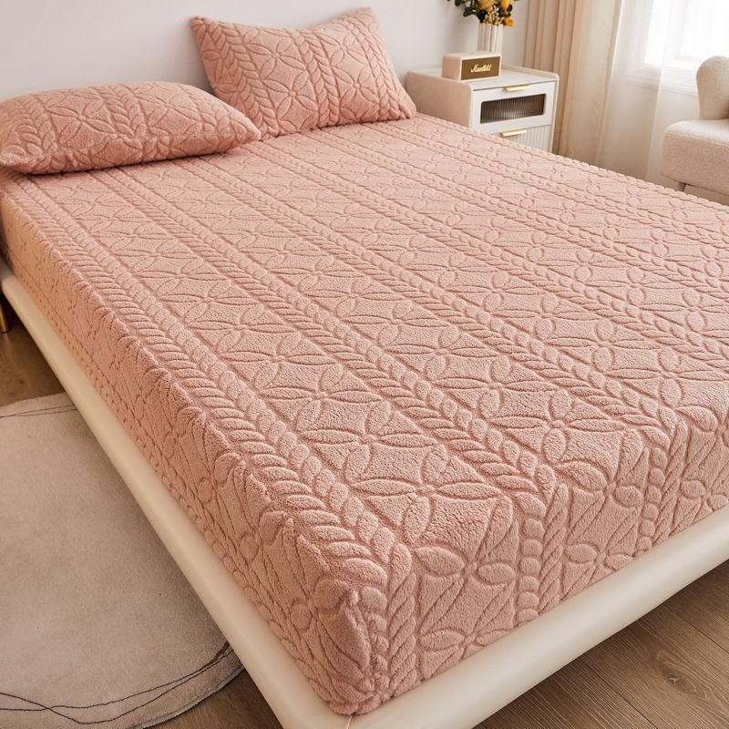 Solid Floral Color Pattern Plush Bedspread Set Mattress Full Cover Protective