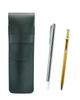 Moss Green Grained Leather Pen Case with a Metal Pointer and a Slim 60 Ballpoint Pen In Gold (SASM-701S-SV60KBP)