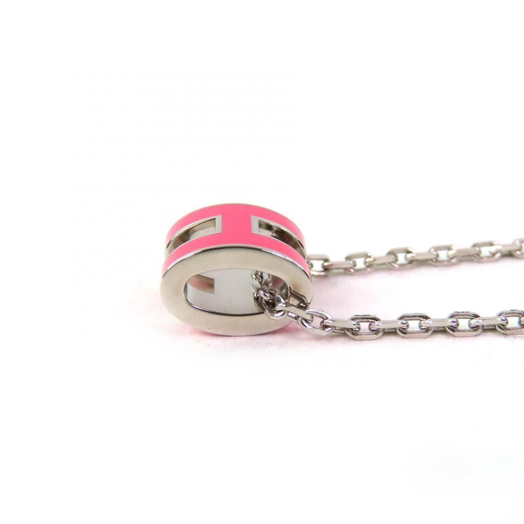 Excellent HERMES Necklace Mini Pop H Pendant Pendant Pink Silver Women Used