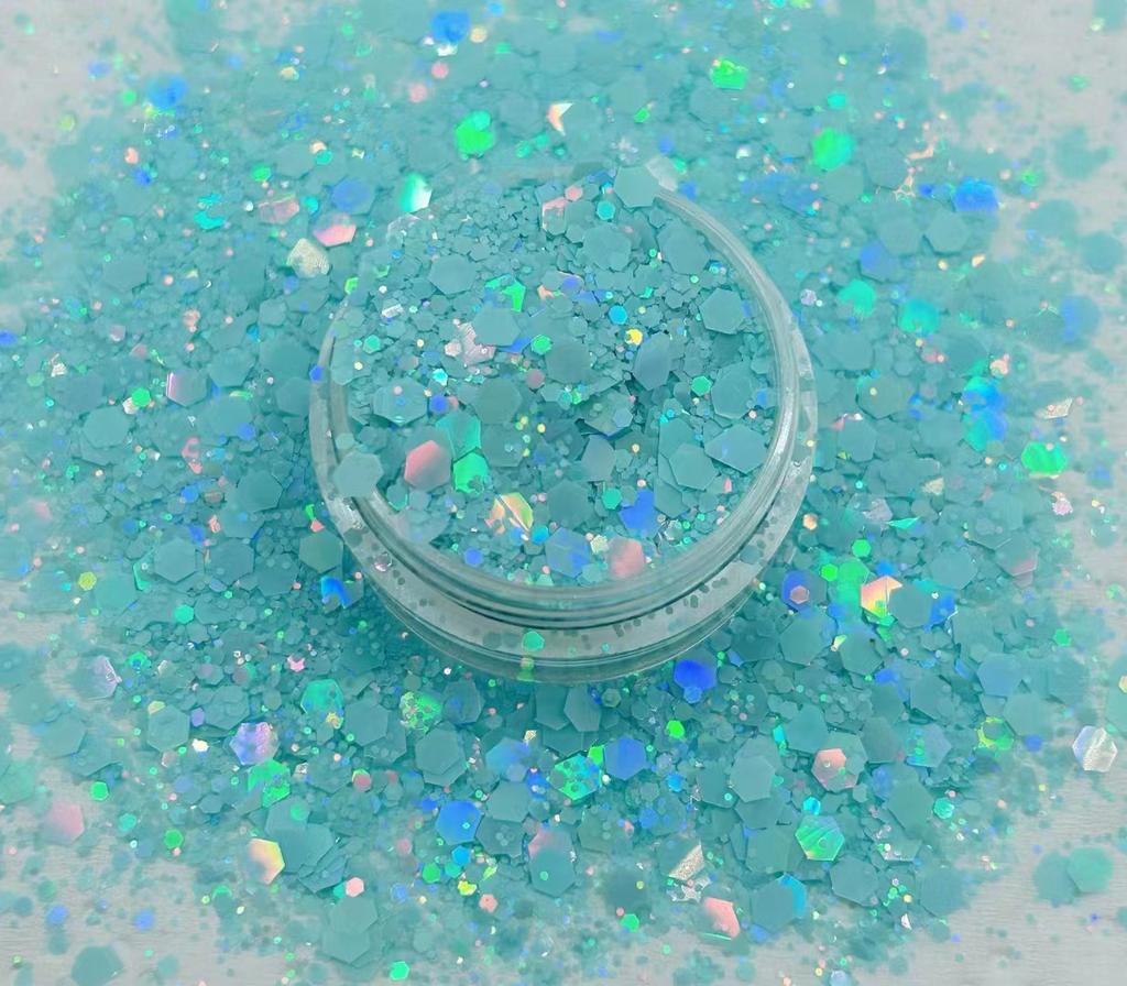 Hot Selling High Sparkle Holographic Epoxy Resin Chunky Glitter for Crafts Nail Face Body