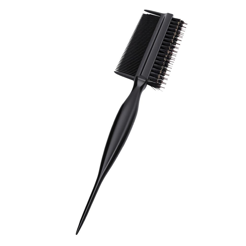 Double Sided Hair Brush Comb Rat Tail Fine Tooth Styling Comb for Sectioning Parting Black