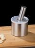 304 Stainless Steel Manual Garlic Press Set with Cylindrical Mortar for Home Garlic Crushing, Paste Making and Grinding