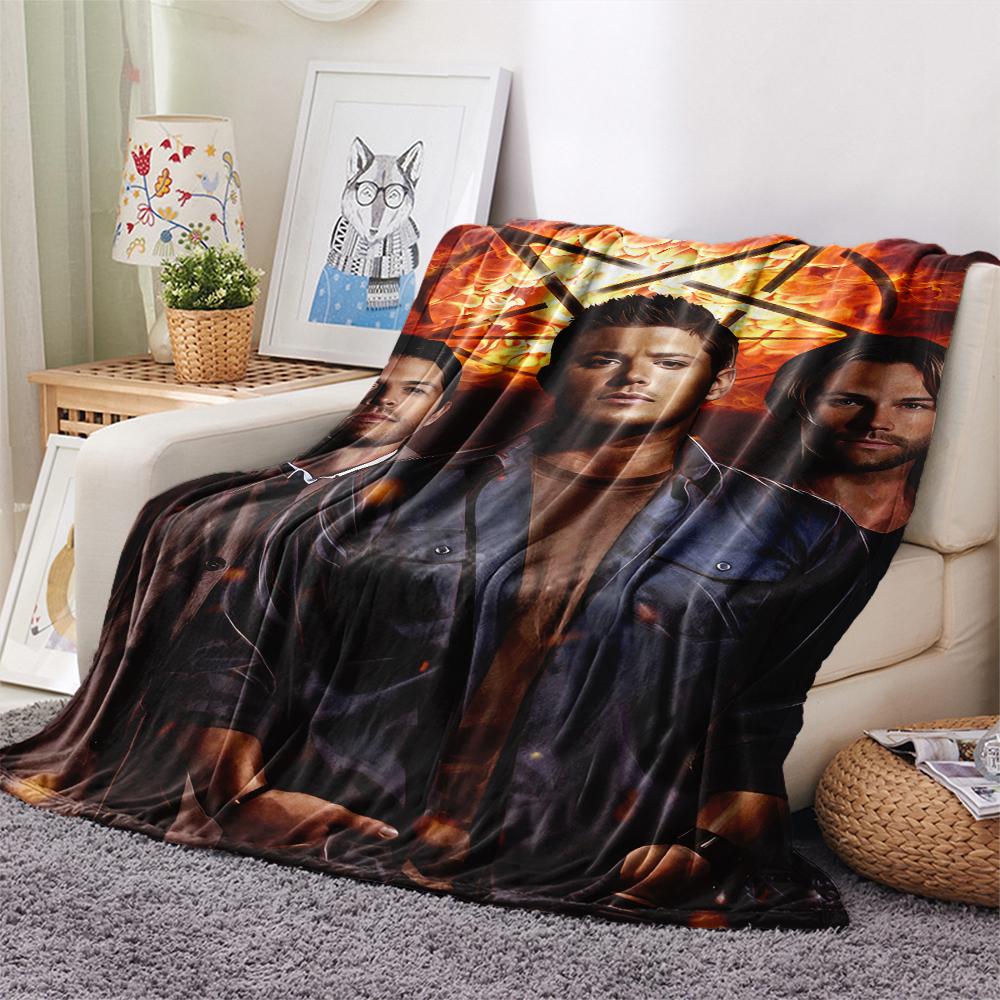 1PC Supernatural Print Flannel Blanket, High Quality All Seasons, Home Decor, Warmth and Comfort, Perfect for Christmas Gifts